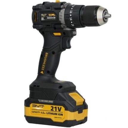 دریل پیچ گوشتی چکشی شارژی 21 ولت بی وای تی مدل 1221-8 — باتری 4Ah و سه‌نظام 13mm