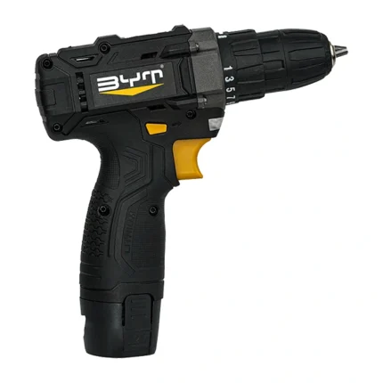 دریل پیچ‌گوشتی شارژی 12 ولت دو باتری BYT مدل 1212 — پک دو باتری و رابط منعطف