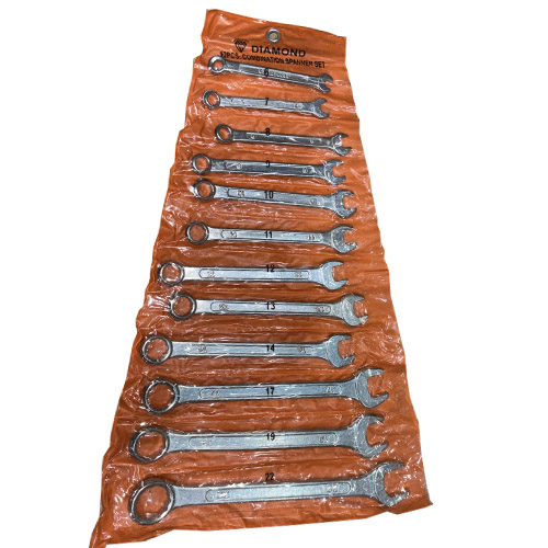 مجموعه 12 عددی آچار یکسر تخت و رینگ دیاموند کد 012 آچار رینگی دیاموند A12 (8) مجموعه 12 عددی آچار یکسر تخت و رینگ دیاموند کد 012 با کاور آویزی نظمدهنده