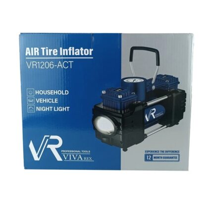 کمپرسور فندکی ویوارکس مدل VR1206-ACT با باتری ۱۲ ولت و ۱۵ آمپر؛ دو سیلندر، نمایشگر فشار و چراغ LED